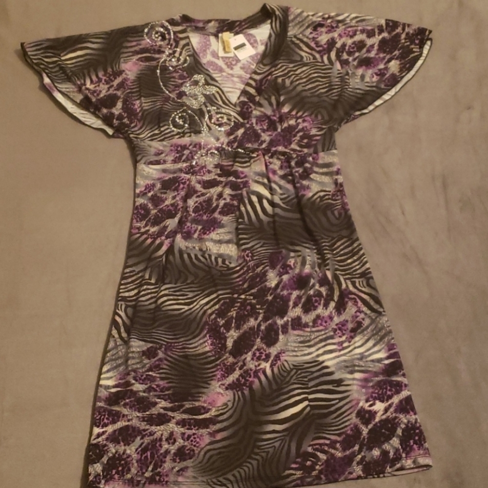 Animal print dress with bling